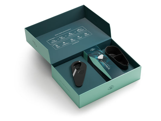 TOWELLO Home Set mit stylischem Caddy und 130 TOWELLOS für praktische und elegante Nutzung zu Hause.