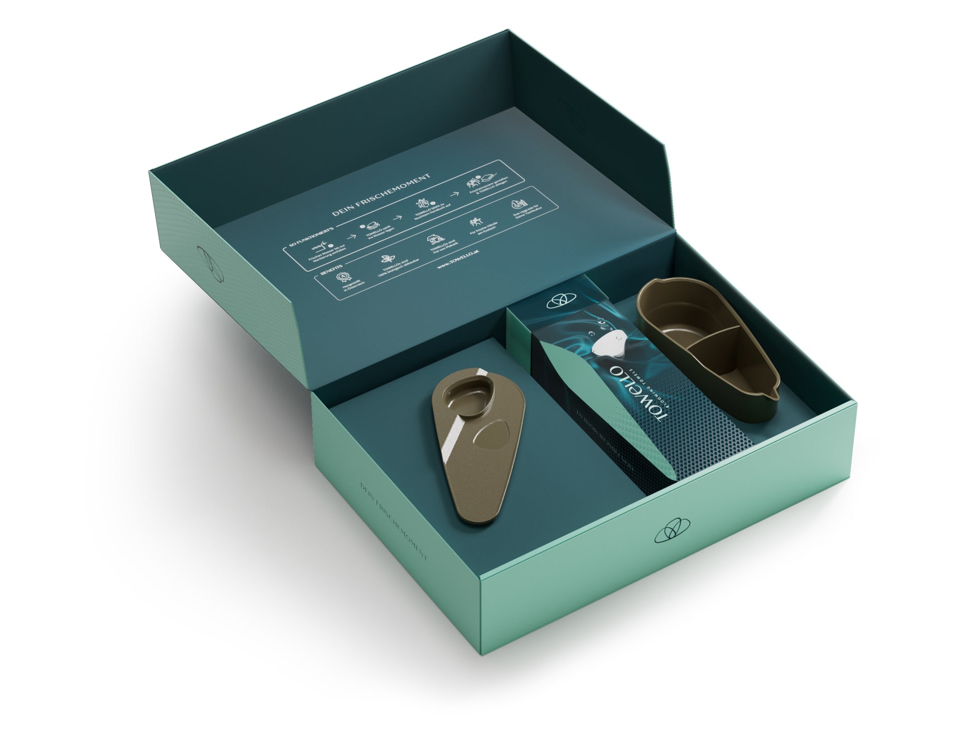 TOWELLO Home Set mit Oasis Curve Servierschalen und praktischem TOWELLO Caddy in eleganter Verpackung.